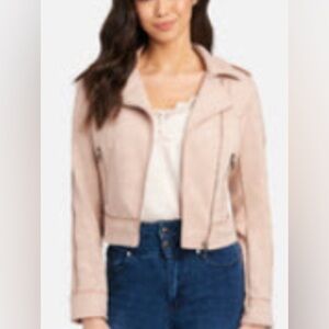 Bebe vegan suede moto jacket in pink size M